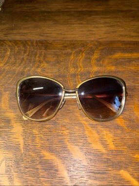 D&G Women's Oversized Sunglasses in Gold Frame with Brown Gradient Lenses